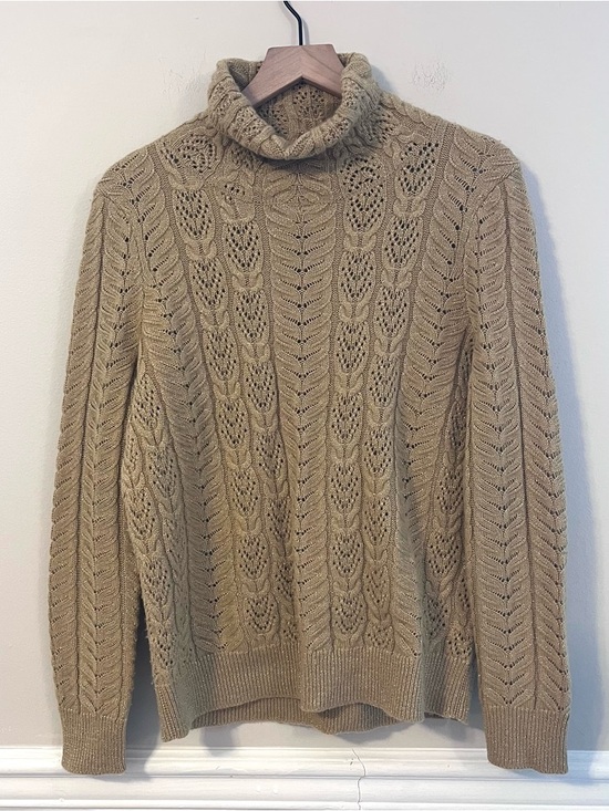 Ralph Lauren Sweaters - Ralph Lauren Women’s Metallic Cable Knit Turtleneck Sweater Sz L Wool Cashmere